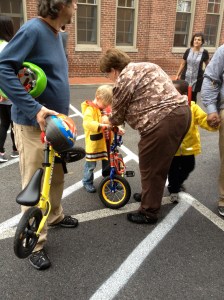 kids who walked to school were honored with clapping and a sticker