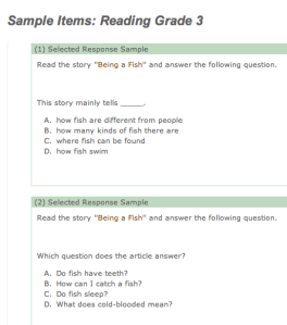 An example of Maryland's 3rd-grade standardized reading test.