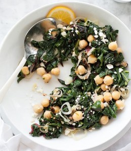 Garlicky swiss chard with chickpeas