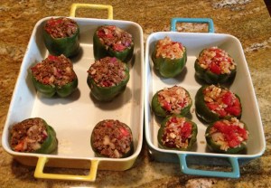 Meat on the left; veggie on the right.