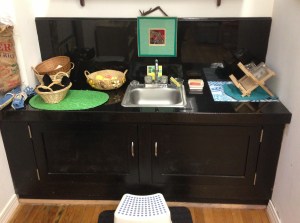 This kid-sized sink represents Mr. Sellers' Practical Life area. 