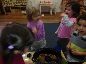 The primary students discuss the concept of this soup as well as its merits. Many had seconds!