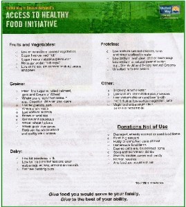 Emphasize low-fat, low-sugar, whole-grain foods that you would serve your own family! A copy of this list was sent home in your child's school bag.